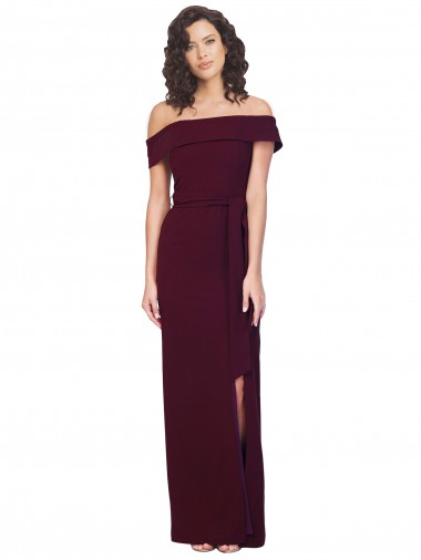 Low Back Burgundy Gold Sheath Square Neck Long Formal Evening Gown / Prom Dress / Bridesmaid Dress York