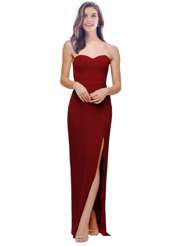 Low Back Burgundy Sheath Sweetheart Long Bridesmaid Dress / Evening Dress York