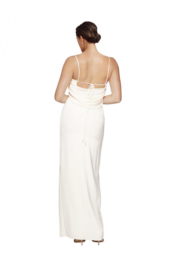 Low Back Ivory Sheath High Neck Long Formal Evening Gown / Prom Dress / Bridesmaid Dress York