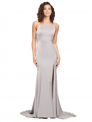 Low Back A-Line High Neck Sweep Train Formal Evening Gown / Prom Dress / Bridesmaid Dress York