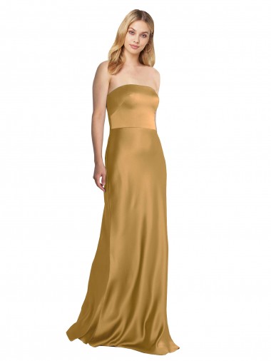 Gold A-Line Strapless Long Formal Evening Gown / Prom Dress / Bridesmaid Dress York