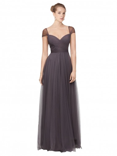 Pewter A-Line Sweetheart Long Bridesmaid Dress York