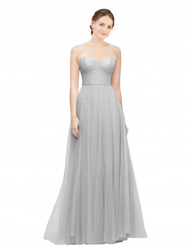 Silver A-Line Sweetheart Long Bridesmaid Dress York