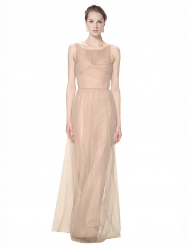 Blush Sheath High Neck Long Bridesmaid Dress York