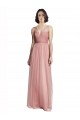 Rose Pink A-Line V-Neck Long Bridesmaid Dress York