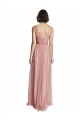 Rose Pink A-Line V-Neck Long Bridesmaid Dress York