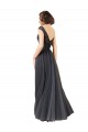 Slate Grey A-Line Bateau Neck Long Bridesmaid Dress York