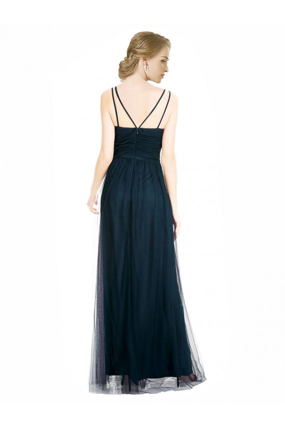 Blue A-Line V-Neck Long Bridesmaid Dress York