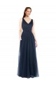 V-Back Dark Navy Sheath V-Neck Long Bridesmaid Dress York