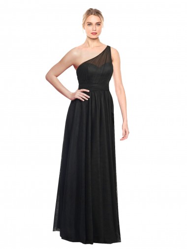 Black A-Line One Shoulder Long Bridesmaid Dress / Evening Dress York