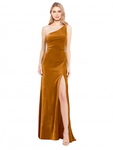 Gold A-Line One Shoulder Long Formal Evening Gown / Prom Dress / Bridesmaid Dress York