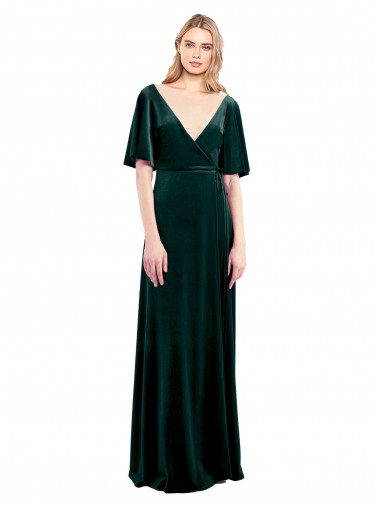 V-Back Dark Green A-Line V-Neck Long Prom Dress / Bridesmaid Dress York