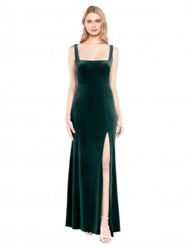 Dark Green A-Line Square Neck Long Prom Dress / Bridesmaid Dress York