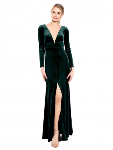 Open Back Dark Green A-Line V-Neck Long Black Tie Prom Dress / Bridesmaid Dress York