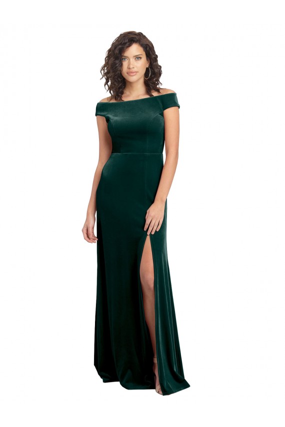 Dark Green A-Line Square Neck Long Formal Evening Gown / Prom Dress / Bridesmaid Dress York