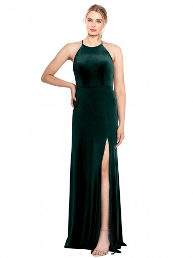 Keyhole Back Dark Green A-Line Jewel Neck Long Prom Dress / Bridesmaid Dress York