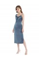 Dusty Blue Sheath One Shoulder Long Semi Formal Evening Dress / Prom Dress / Bridesmaid Dress York