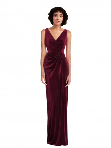 Burgundy Sheath V-Neck Long Semi Formal Evening Dress / Prom Dress / Bridesmaid Dress York