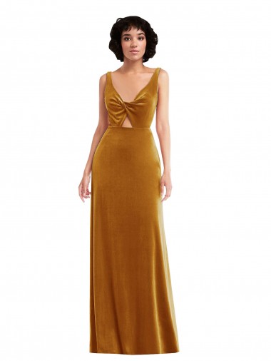 V-Back Gold Trumpet V-Neck Long Semi Formal Evening Dress / Prom Dress / Bridesmaid Dress York