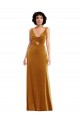 V-Back Gold Trumpet V-Neck Long Semi Formal Evening Dress / Prom Dress / Bridesmaid Dress York