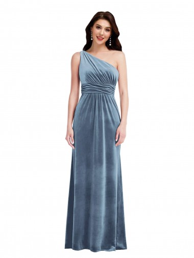 Dusty Blue A-Line Off the Shoulder Long Bridesmaid Dress / Evening Dress York