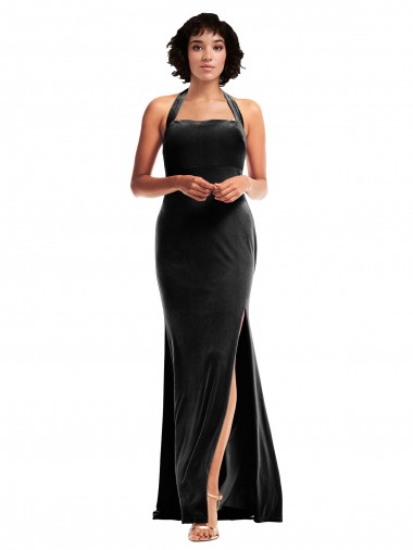 Low Back Black Mermaid Halter Neck Long Formal Evening Gown / Prom Dress / Bridesmaid Dress York