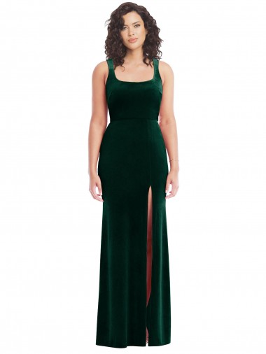 Dark Green Trumpet Square Neck Long Semi Formal Evening Dress / Prom Dress / Bridesmaid Dress York