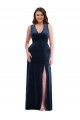 Dark Navy Sheath V-Neck Long Formal Plus Size Evening Gown / Prom Dress / Bridesmaid Dress York