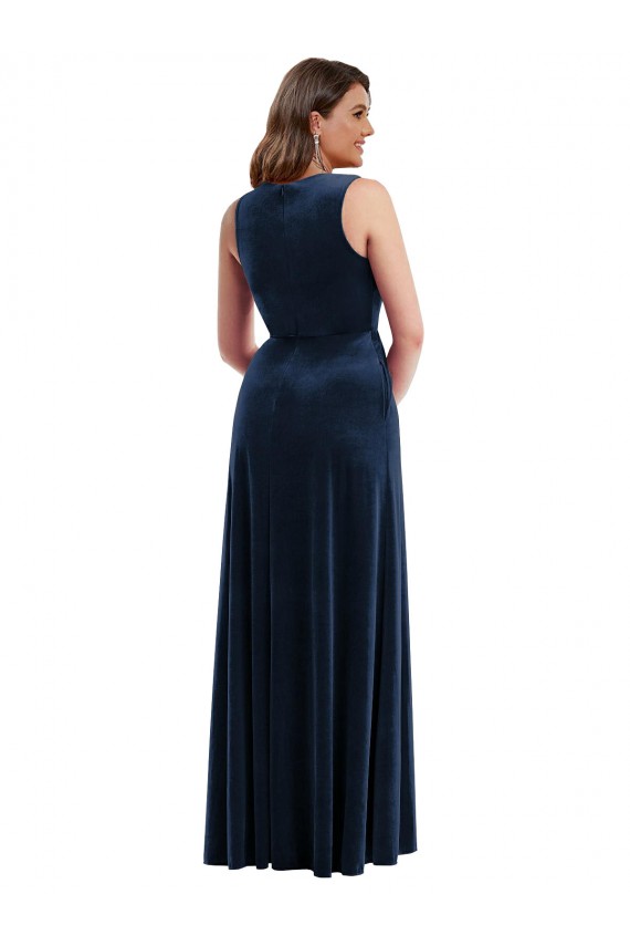 Dark Navy Sheath V-Neck Long Formal Plus Size Evening Gown / Prom Dress / Bridesmaid Dress York