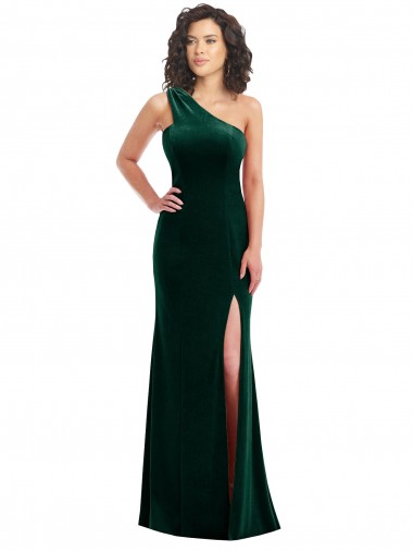 Dark Green Trumpet One Shoulder Long Black Tie Prom Dress / Bridesmaid Dress York