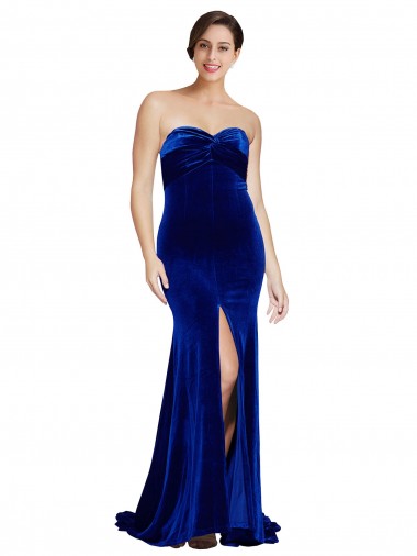 Low Back Royal Blue Mermaid Strapless Sweep Train Formal Evening Gown / Prom Dress / Bridesmaid Dress York