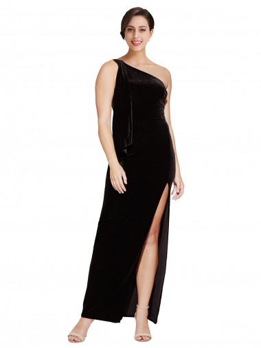 Black Sheath One Shoulder Long Formal Evening Gown / Prom Dress / Bridesmaid Dress York