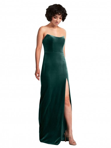 Low Back Dark Green Sheath Strapless Long Black Tie Evening Gown / Prom Dress / Bridesmaid Dress York