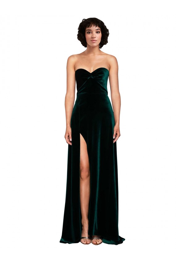 Low Back Dark Green A-Line Sweetheart Sweep Train Semi Formal Evening Dress / Prom Dress / Bridesmaid Dress York